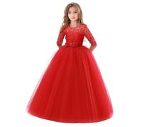 Niños Niñas Vestido de Carnaval Princesa Largo de Encaje con Bowknot Dama de honor Vestido de Noche de Boda Vestido de Primera Comunión Fiesta Cumpleaños Fotografía