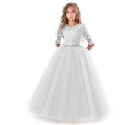 Niños Niñas Vestido de Carnaval Princesa Largo de Encaje con Bowknot Dama de honor Vestido de Noche de Boda Vestido de Primera Comunión Fiesta Cumpleaños Fotografía