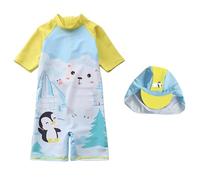 Niños Niños Bañador 2026 Camiseta de Natación Y Bañador Para Niños Manga Larga Protección UV 50+, Adecuado Para Secado Rápido Traje de Baño Protección Solar Traje de Baño, amarillo, 2-3 años