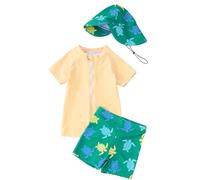 Niños Niños Bañador 2026 Conjunto de 3 Piezas Traje de Baño para Niños con Gorro Para Bebés Y Niños Pequeños Niños Y Transpirable Traje de Natación Protector Solar Boxers, amarillo, 12-18 meses