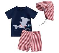 Niños Niños Bañadores 2026 Conjunto de Baño de 3 Piezas Para Niños Con Gorro De Natación, Rashguard Y Bañador Para Niños, De Secado Rápido Bañador Calzoncillos Moda Boxers, rojo, 0-6 meses