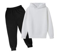 Niños Niños Casual Color Sólido Manga Larga Sudadera Con Capucha Sudadera Chándal Jogger Pantalones De Chándal Unisex 2 PC Conjunto De Chándal Traje De Piloto Ropa Hacer Ejercicio Trajes Completos