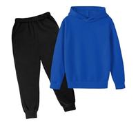 Niños Niños Casual Color Sólido Manga Larga Sudadera Con Capucha Sudadera Chándal Jogger Pantalones De Chándal Unisex 2 PC Conjunto De Chándal Traje De Piloto Ropa Hacer Ejercicio Trajes Completos