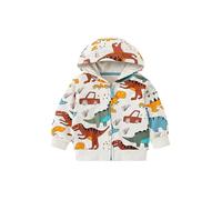 Niños Niños Dinosaurio Coches Dibujos Animados Impreso Con Capucha Cremallera Chaqueta de Punto Sudadera con Capucha Ropa Niños, Gris claro., 4-5 años