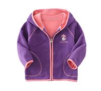 Niños Niños Manga Larga Dibujos Animados Perro Impresiones Invierno Forro Polar Cremallera Abrigo Chaqueta Espesar Ropa de abrigo, morado, 3-4 años