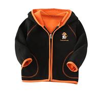 Niños Niños Manga Larga Dibujos Animados Perro Impresiones Invierno Forro Polar Cremallera Abrigo Chaqueta Espesar Ropa de abrigo, Negro , 2-3 años