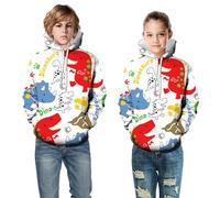 Niños Niños Niñas Navidad Sudaderas Suéteres 3D Impreso Dinosaurio Casual Sudaderas con Capucha con Bolsillos Sudaderas Cuero