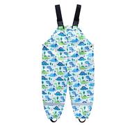Niños Pantalones Impermeablespetos Lluvia Niñas Monos Pantalones Estampados Ropa de Lluvia con Banda Reflectante Dinosaurio Verde 4-5 años