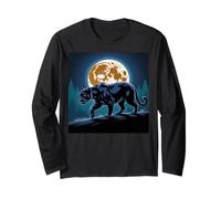 Niños Pantera Negra Luna Llena Árboles Sasquatch Black Panther Manga Larga
