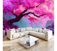 Niños Papel Pintado Estilo Anime, Mural Fantasía Árbol De Cerezo En Flor 200 X 140 Cm No Tejido Murales Para Chico Chica - Moderno Decoración De Paredes Rosa Para Sala De Estar Dormitorio Habitación