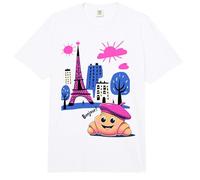 Niños París Francia Croissant Boina Rosa Hola en Torre Francesa Comfort Colors Adult Heavyweight T-Shirt