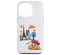 Niños Paris Francia Croissant con boina Hola en Torre Francesa Carcasa para iPhone 13 Pro