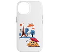 Niños Paris Francia Croissant con boina Hola en Torre Francesa Carcasa para iPhone 14