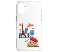 Niños Paris Francia Croissant con boina Hola en Torre Francesa Carcasa para iPhone 16 Plus