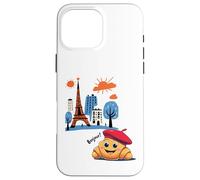 Niños Paris Francia Croissant con boina Hola en Torre Francesa Carcasa para iPhone 16 Pro Max