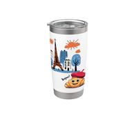 Niños Paris Francia Croissant con boina Hola en Torre Francesa Vaso térmico de acero inoxidable de doble pared