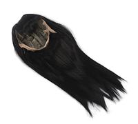 Niños Peluca Chica Flequillo Periwig Peluca Larga Recta Negro Completo Topper Reemplazo de Pelo Superior
