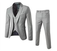 Niños pequeños bebés Primavera otoño sólido Manga Larga Pantalones Abrigo Chaleco Trajes 3 Piezas Traje Ropa (Grey, 16-17 Years)