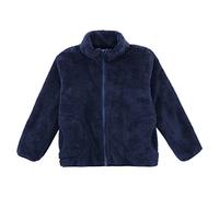 Niños Pequeños Niñas Chaqueta de Lana Coral Collar del Soporte con Cremallera Padres Hijos Otoño Invierno Transiciones Estaciones Abrigo Cálido y Suave con Bolsillos para 1-15 Años, Azul Marino 150