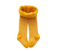 Niños Pequeños Niños Bebé Niñas Algodón Forro Polar Forrado Caliente Completos Leggings Medias Elásticos Básicos Pantalones de Cuerpo Completo Medias Para Invierno Calcetines, amarillo, 6-12 meses