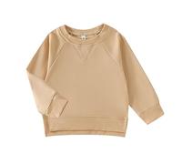 Niños Pequeños Niños Bebé Niño Niña Cuello Redondo Sudadera Algodón Manga Larga Color Sólido Jersey Top Casual Primavera Ropa Chándal Niños, caqui, 18- 24 Meses