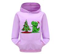 Niños pequeños niños niñas Navidad dibujos animados dinosaurios estampados manga larga cálida sudadera con capucha tops niños, morado, 3-4 años