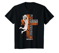 Niños Philippians 4:13 - Baloncesto Christian Kids Vintage Design Camiseta