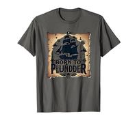 Niños Piratas Nacidos para saquear la Caza del Tesoro aventurera Camiseta, Hombre, Asfalto, XXL
