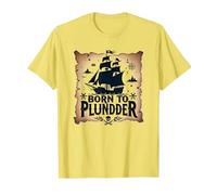 Niños Piratas Nacidos para saquear la Caza del Tesoro aventurera Camiseta, Hombre, Limón, S