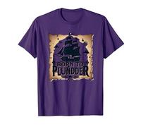 Niños Piratas Nacidos para saquear la Caza del Tesoro aventurera Camiseta, Hombre, Morado, XXL
