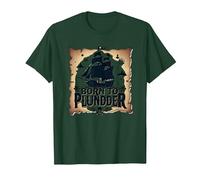 Niños Piratas Nacidos para saquear la Caza del Tesoro aventurera Camiseta, Hombre, Verde Bosque, XXL