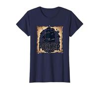 Niños Piratas Nacidos para saquear la Caza del Tesoro aventurera Camiseta, Mujer, Azul Marino, L