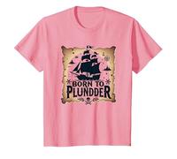 Niños Piratas Nacidos para saquear la Caza del Tesoro aventurera Camiseta, Niños, Rosado, 2 años