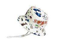 Niños Primavera Verano Otoño Sol Sombrero Niña Sombrero de Pescador Animal Gorro de Algodón de Dibujos Animados Bebé Correa de Barbilla Ajustable (Blanco, 50 1-3 años de Edad)