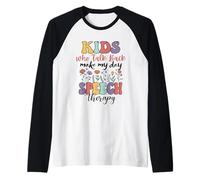 Niños Que Hablan de Nuevo Make My Day SLP Terapia del lenguaje del Habla Camiseta Manga Raglan