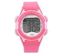 Niños Reloj electrónico digital simple Niños Deportes al aire libre 3 ATM Impermeable Correa de PU Reloj de pulsera LED Luz Cronómetro(Rosa roja)