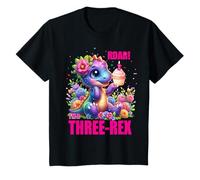 Niños Roar I'm A THREE Rex Birthday Girl Dinosaur Tee (3 años) Camiseta