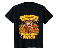 Niños Sasquatchin' Through Pumpkin Patch Halloween Camiseta