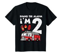 Niños Sound The Alarm Im 2 Firetruck 2º cumpleaños cumpleaños niños niños Camiseta
