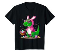 Niños T-rex - Orejas de conejo, caza de huevos, Pascua, dinosaurio, vacaciones de primavera Camiseta