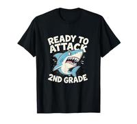 Niños Tiburón Listo para atacar Segundo Grado Segundo Primer día Escuela Camiseta