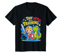 Niños Tiny Hero in Training Cute Cartoon Knight & Dino Kids Design Camiseta