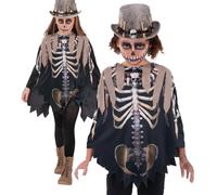 Niños Unisex Voodoo Witch Doctor Poncho Disfraz Hombre Esqueleto