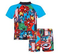 Niños Vengadores Traje de Baño De Dos Piezas - Hulk, Iron Man, Capitán América, Thor, Multicolor, 6-7 años