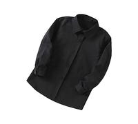 , niños y niñas, ajuste clásico, camisa de cuello redondo de algodón, suave, manga larga, básico, camiseta básica E Boy Shirts, Negro , 9-10 Años