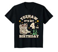 Niños Yeehaw It's My 4th Birthday Cowboy 4 Year Old Birthday Boy Camiseta