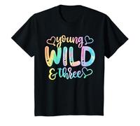 Niños Young Wild and Three 3er Cumpleaños 3 Años Tie Dye Rainbow Camiseta