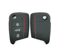 NINQ Coche Llave Cubierta para VW Polo 2G 6R 6C, Coche Llave Protector, Funda Llave de Coche Resistente Al Polvo Accesorios,Normal-A Black Red