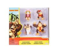 Nintendo Burro de articulación Limitada de 2.5 Pulgadas, Diddy, Cranky, Dixie Kong, Paquete de 4