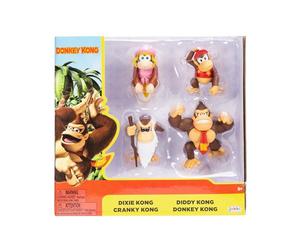 Nintendo Burro de articulación Limitada de 2.5 Pulgadas, Diddy, Cranky, Dixie Kong, Paquete de 4